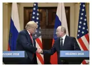 PRESIDENT DONALD TRUMP AND VLADIMIR PUTIN SHAKING HANDS 5X7 PHOTO