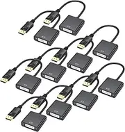DisplayPort to DVI Adapter Cable 10-Pack, DisplayPort to DVI-D Single Link Adapter Male to Female Compatible for Lenovo, Dell, HP with Computer, Desktop, Laptop, PC, Monitor, Projector