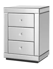 [Artiss] 3 Drawers Mirrored PRESIA Bedside Table in Silver