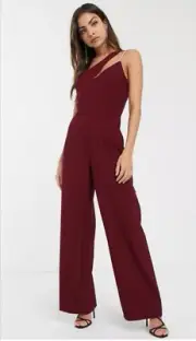 River Island Asymmetric Burgundy Jumpsuit BNWT Size 10