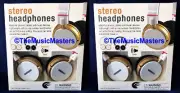 Set of 2 Lightweight Adjustable STEREO HEADPHONES Tablet Phone MP3 Audio WHITE