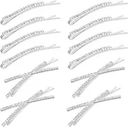 12Pcs Rhinestone Bobby Pins Decorative Bobby Pins Decorative Fancy Crystal Hair Clips I X Shaped Diamond Hair Barrettes Silver Diamond Bobby Pins Wedding Hair Accessories for Lady Women Girls