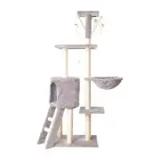 138cm 5 Layer Plush Cat Condo Cat Tree Light Grey