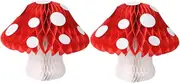 Garneck Mushroom Honeycomb Party Supplies 3D Paper Decorations for Birthday Graduation Garden 20cm 2 Pack Fairytale Style