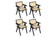 Set of 4 Levede Wicker Dining Chair Wooden Black