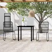 Patio Furniture Sets 3 Piece Garden Dining Set Black