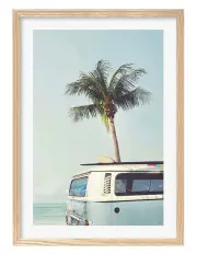 [Profile Australia] Made Beach Palm Kombi 1 Art Print A3 Frame in Natural