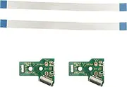 FainWan 2pcs J-D-S-055 Replacement Charging Port Assembly 12 Pin for PS4 DualShock 4, Micro USB Adaptor Charger Socket Board Connector Module for Playstation DS4 Controller, Flex Cable
