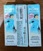3x BENEFIT The Porefessional Primer Mini Travel Size .10oz/3ml ea NIB