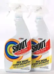 2 Ct Shout 22 Oz Triple Acting 50X Concentrated Laundry Stain Remover Spray
