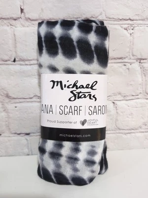 NEW Michael Stars Ruana Scarf Sarong Wrap One Size Black White Alligator Tie Dye