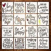 16 Piece Inspirational Word Stencil Set - Stencils for Painting on Wood, Canvas - Quotes Include Dream, Faith Hope Love - Stencils for Crafts Reusable for Signs and Fabric