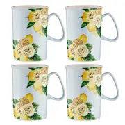 4pc Ashdene Citrus Blooms 350ml Tea/Coffee Drink Can Mug New Bone China Cup Set