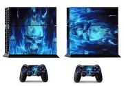 Blue Fire 256 Vinly Skin Sticker Sony PS4 PlayStation 4 and 2 controller skins