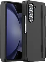 [ARAREE] Galaxy Z Fold5 Case, Hard Clear Cover, 360 Degree Full Cover, Folding, Hinge Protection, Thin, Lightweight, Shock Absorption, Wireless Charging, UV Coating, Samsung GalaxyZ Fold5, Galaxy Black,