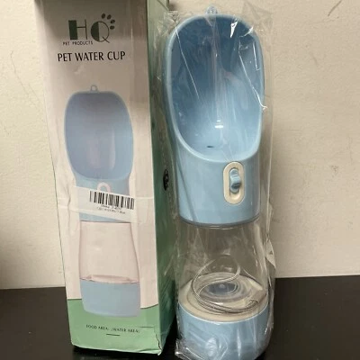 Pet Care Cup 400ML BLUE Pet Water Bottle Dispenser WITH FOOD SECTION