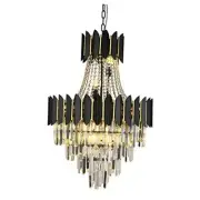 Modern Crystal Chandelier Black 4-Tier Round Crystal Chandeliers Lighting