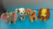 4- Vintage 1976 Walt Disney Plush Toys Bambi 101 Dalmations Dumbo Lady Tramp I4