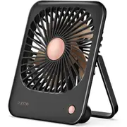 Funme Small Battery Desk Fan, Exquisite Table Fan Silent 180°Foldable Portable 3000 Rechargeable Battery Powered Golden fan Blades Strong Wind for Hot Flashes Makeup Travel Shopping Home-Black