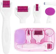 LOPHE 6 in 1 Derma Roller Kit, Professional Microneedling Titanium Roller with Disassemble Working Heads