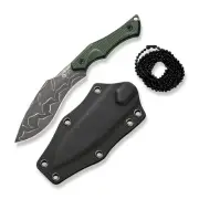Civivi Knives Vaquita 2 C047C-DS2 Fixed Blade Knife Green Micarta Damascus Kukri