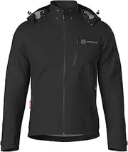 [INPAKO] Men's Lightweight Softshell Jacket with Removable Hood, Breathable Water Resistant 5000 Fleece Lined Hiking Jackets