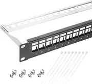 uxcell 1U Blank Key Stone Shielded Network 24-Port Patch Panel, 19inch Rack & Wall Mountable Patch Bay with Network Module for Servers Network, Multi Terminal Services