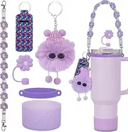 6PCS Use for Stanley Cup Tumbler Accessories 40oz 30oz,Compatible with Stanley Cup Tumbler Water Bottle Handle Sling Strap for Carrying (Purple)
