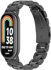 [XIHAMA] Mi Band 8 Watch Band - Stainless Steel Metal Band Replacement Strap Compatible for Xiaomi Mi Band 8 Tracker smartwatch