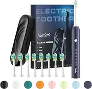 7AM2M Sonic Electric Toothbrush for Adults and Kids, with Travel Case & 8 Brush Heads, 5 Modes with 2 Minutes Build in Smart Timer, Roman Column Handle Design (Navy Blue)