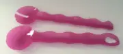 Tupperware Impressions Salad Serving Tongs Set Interlocking Pink New