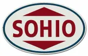 SOHIO STANDARD OIL OHIO OVAL SHAPED RED 28" HEAVY DUTY USA MADE METAL ADV SIGN