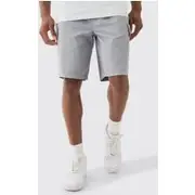 Mens Grey Relaxed Fit Elasticated Waist Cargo Shorts