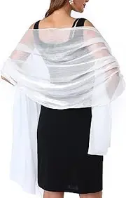 [changyexi] Chiffon Crepe Shawl for Women, Elegant Sheer Shawls and Wraps for Formal Evening, Soft Wedding Brides Scarf