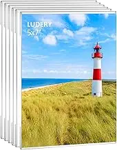 Ludery 5x7 Acrylic Picture Frame,Set of 6,Clear Photo Frame Display 5x7 Pictures, Wall Mounted Clear Photo Frame Display Pictures for Home, School, Office