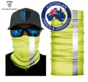 Hi-Vis Yellow Reflective Stripe Bandana Faceshield Superior Quality Overlocked!