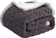 Sherpa Reversible Blanket Fleece Throw 150x200cm,Flannel Microfiber Fuzzy Soft Cozy Blanket Soft, Plush, Fluffy, Fuzzy, Warm, Cozy for Couch, Bed, Sofa, Chair (Grey)