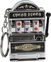 Vaveren Mini Slot Machine Toy Gaming Gifts Gift Fillers Novelty Birthday Festival Fruit Machine Slot Pendant Keyring for Children Men, Argent