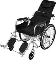 Wheelchairs Foldable Wheelchair Oxford Folding Reclining Wheelchair Toilet Chair Fully Lying 6-Speed Adjustable, Adults Disabled Elderly Wheel Chair Folding Wheel Chairs