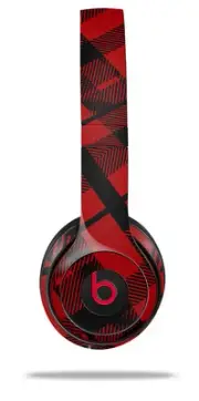 Skin Wrap for Beats Solo Wireless 2 3 4 Red Plaid SKIN ONLY