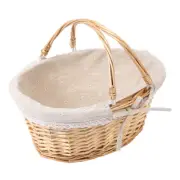 Picnic Basket Wicker with Handle Rattan Willow Flower Cute Child