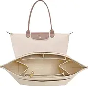 LOUKAYCCI Upgraded Felt Organizer Insert for Longchamp Le Pliage L Handbag Insert (Beige, Large)
