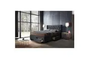 Divano Softouch King Size Bed Frame Timber Mattress Base With Storage Drawers - Grey