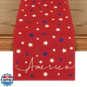 Artoid Mode Red Stars America 4th of July Table Runner, Patriotic Memorial Da