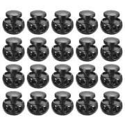 20pcs Metal Cord Locks for Drawstrings Double Hole Toggle Stoppers Black Matte