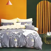 Harlo Grey 100% Cotton Reversible Quilt Cover Set (Queen, King)