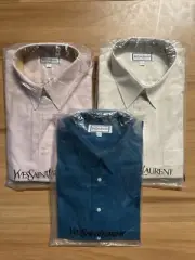 Set Of 3 Yves Saint Laurent Mens Shirts New Old Stock Vintage Pink Cream Teal