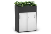 Uniform Medium Credenza + Planter Box [800W x 1125H x 428D] - Black, black, black handle