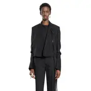 [ANN DEMEULEMEESTER] Inge Cropped Blazer in Striped Viscose Black