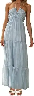 [Generic] Business Dresses for Women Women's Suspender V Neck Long Patchwork Dress Temperament Off Shoulder Casual Dress Tent Dresses for Women Knee Length